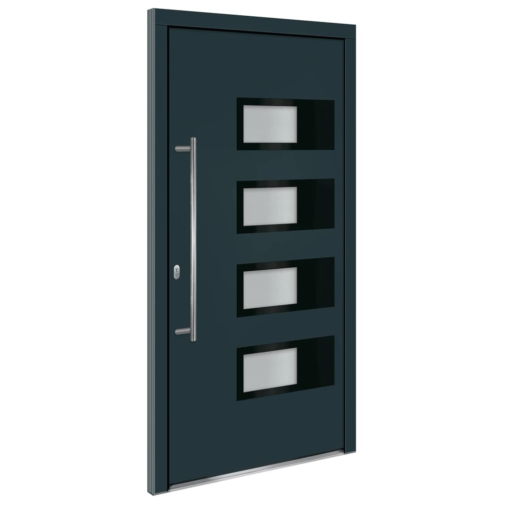 Porta d'Ingresso Antracite 110x210 cm in Alluminio e PVC