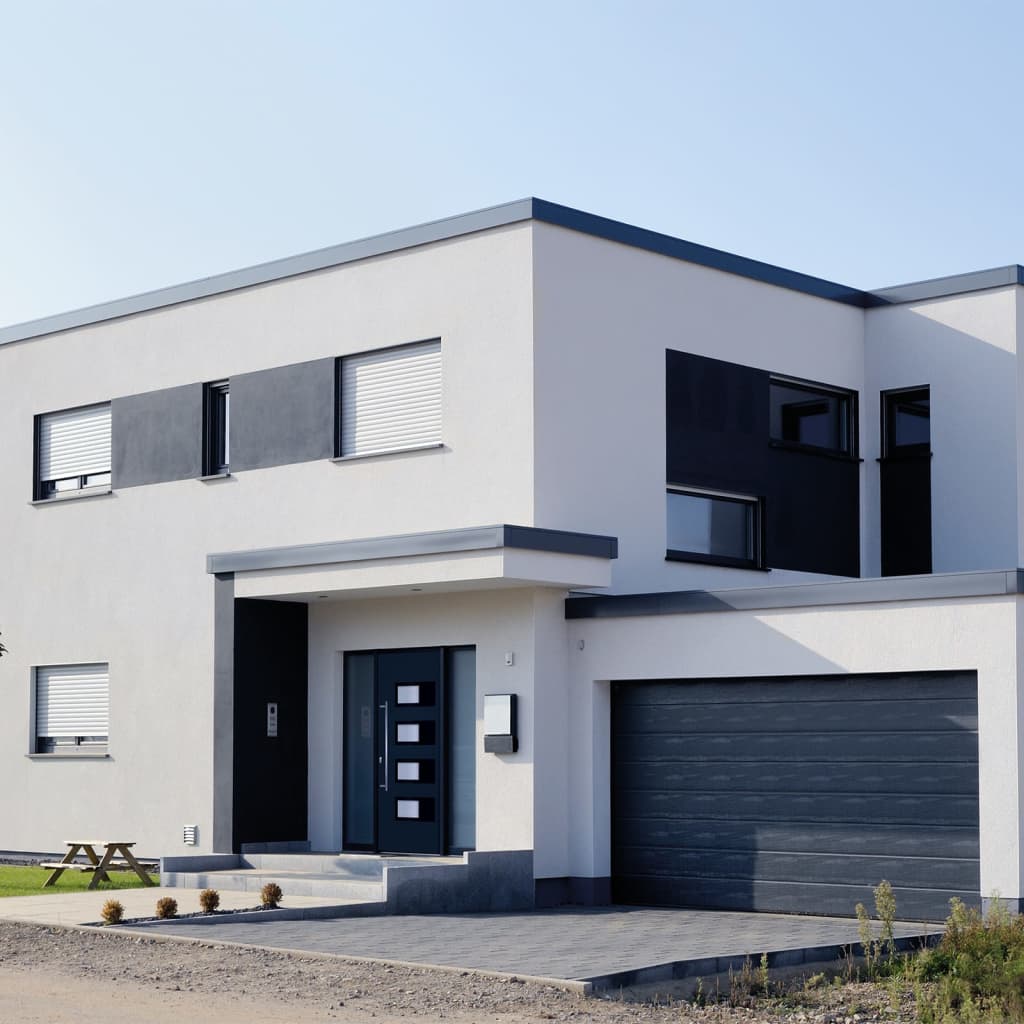 Porta d'Ingresso Antracite 110x210 cm in Alluminio e PVC