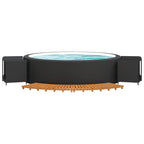 Bordo per Spa Nero in Polyrattan e Legno Massello di Acacia