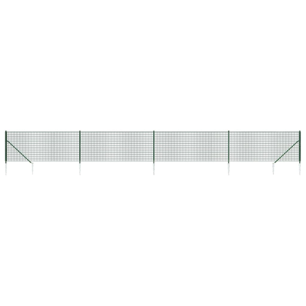 Recinzione Metallica con Picchetti Ancoraggio Verde 0,8 x 10 m