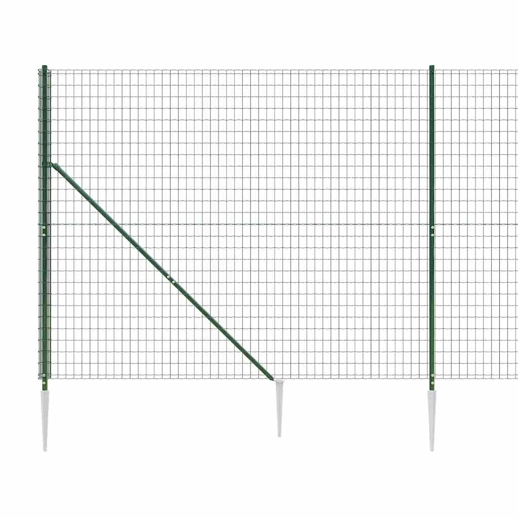 Recinzione Metallica con Picchetti Ancoraggio Verde 2x10 m
