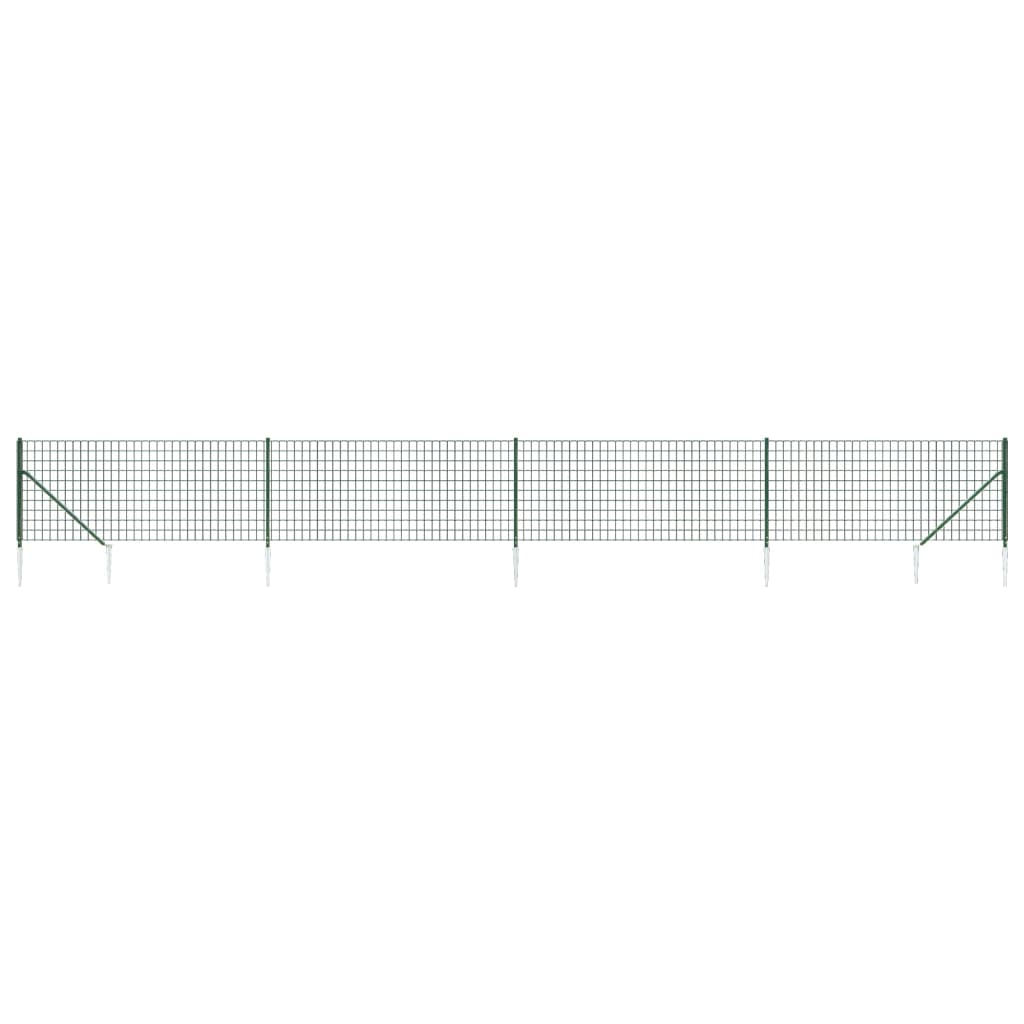 Recinzione Metallica con Picchetti Ancoraggio Verde 0,8x10 m
