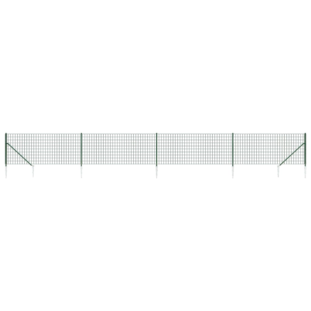 Recinzione Metallica con Picchetti Ancoraggio Verde 1,1 x 10 m