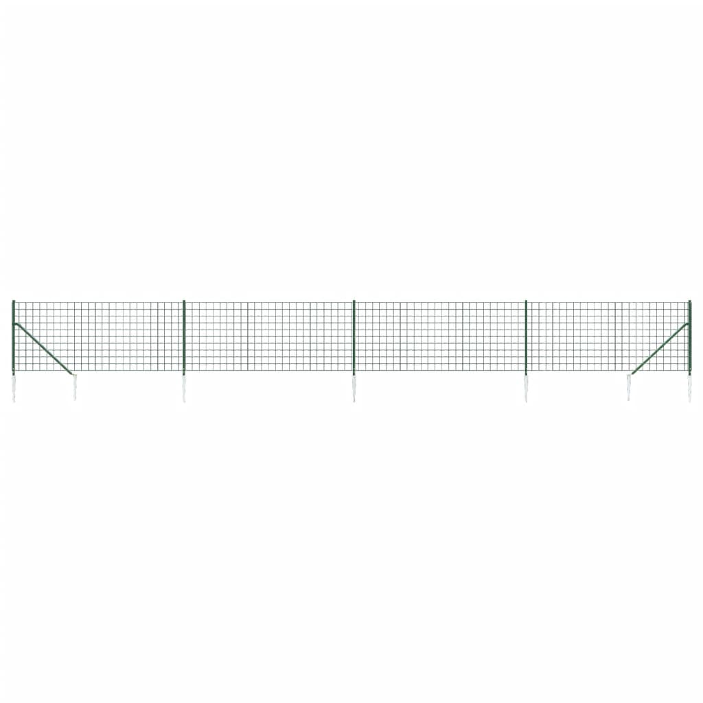 Recinzione Metallica con Picchetti Ancoraggio Verde 1,1x10 m