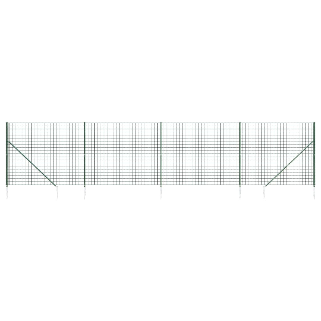 Recinzione Metallica con Picchetti Ancoraggio Verde 2,2 x 10 m