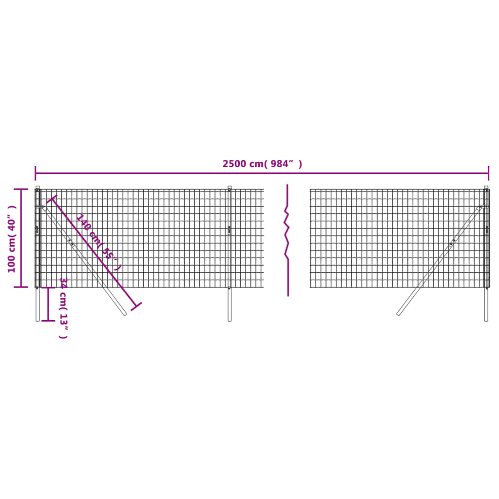 Recinzione Metallica Antracite 1x25 m in Acciaio Zincato con Rivestimento PVC