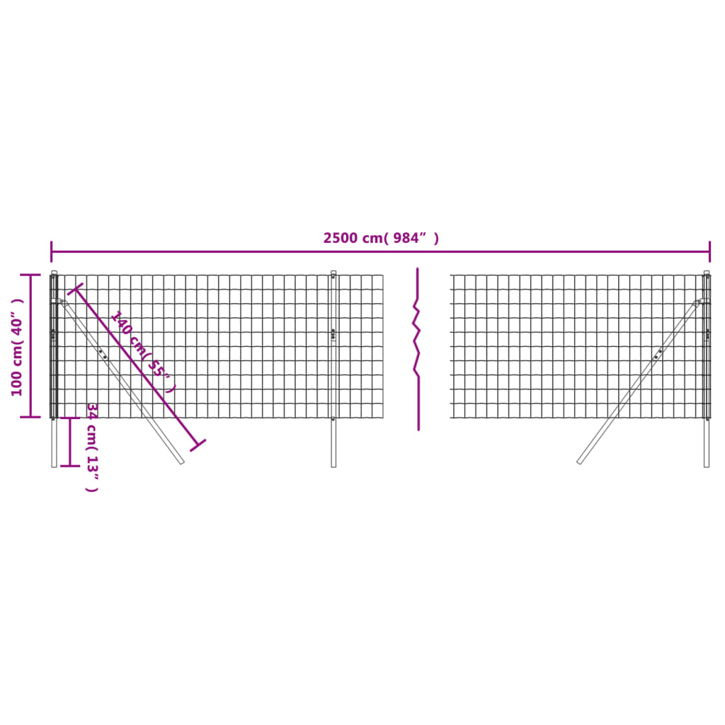 Recinzione Metallica Antracite 1x25 m in Acciaio Zincato con Rivestimento PVC