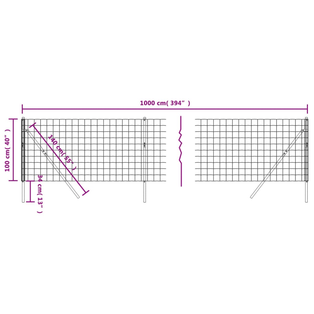 Recinzione Metallica Antracite 1x10 m in Acciaio Zincato con Rivestimento PVC