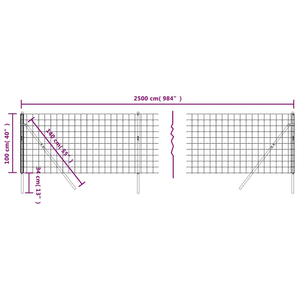 Recinzione Metallica Antracite 1x25 m in Acciaio Zincato con Rivestimento PVC