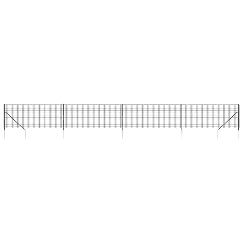 Recinzione Metallica con Picchetti Ancoraggio Antracite 1,1x10m