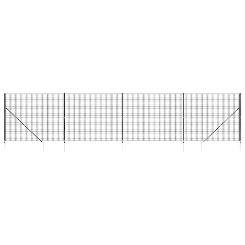 Recinzione Metallica con Picchetti Ancoraggio Antracite 1,4x10m