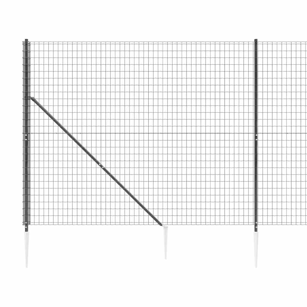 Recinzione Metallica con Picchetti Ancoraggio Antracite 1,4x10m
