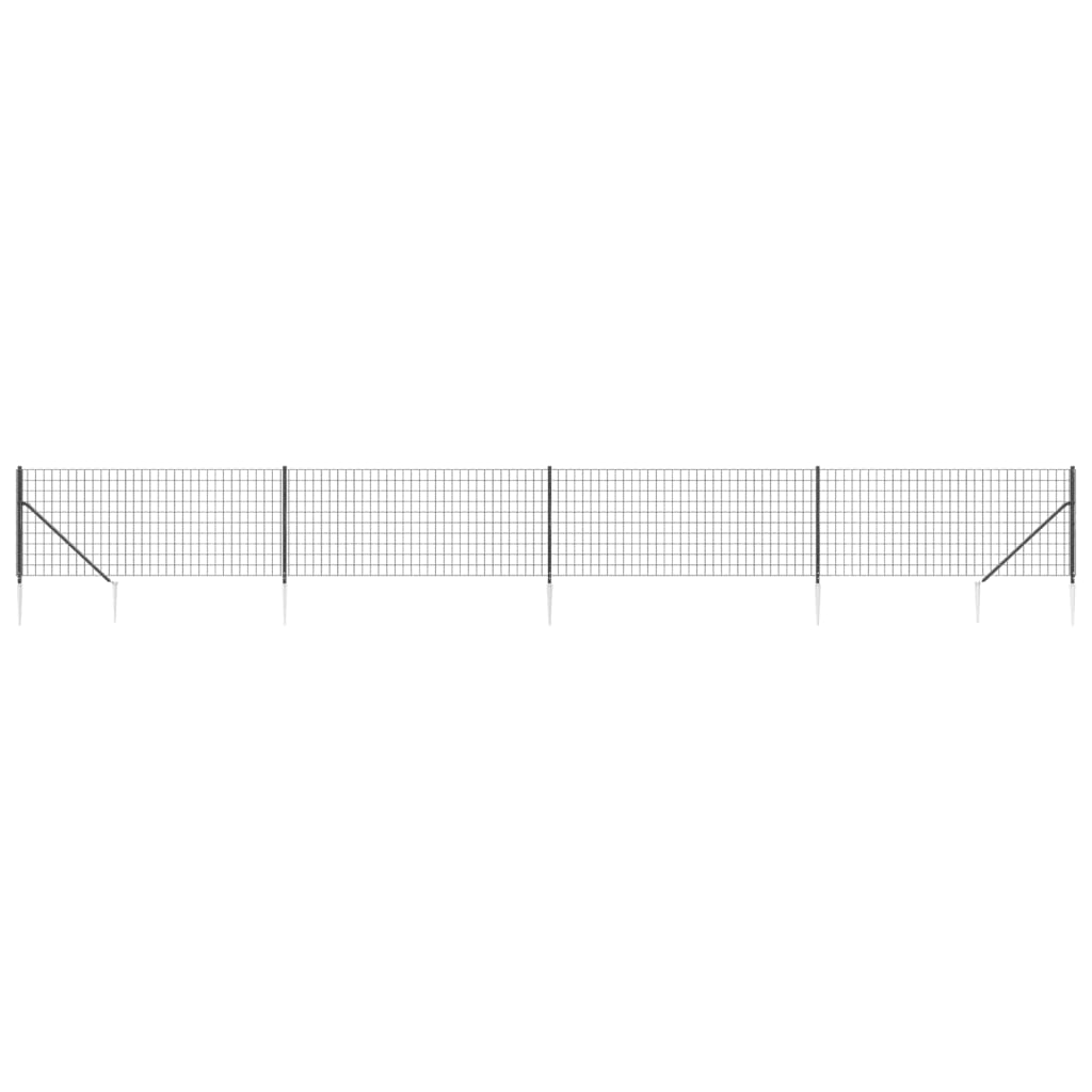 Recinzione Metallica con Picchetti Ancoraggio Antracite 1,1x10m