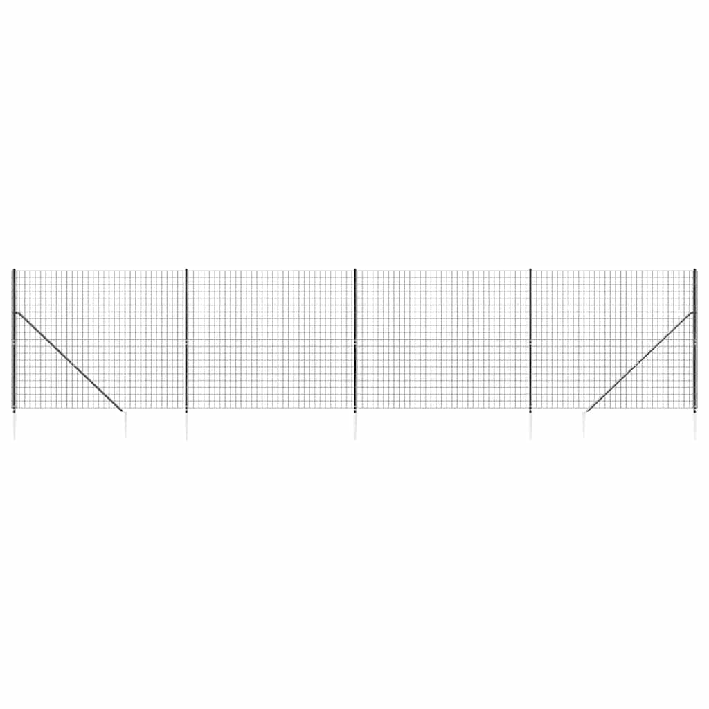 Recinzione Metallica con Picchetti Ancoraggio Antracite 1,6x10m