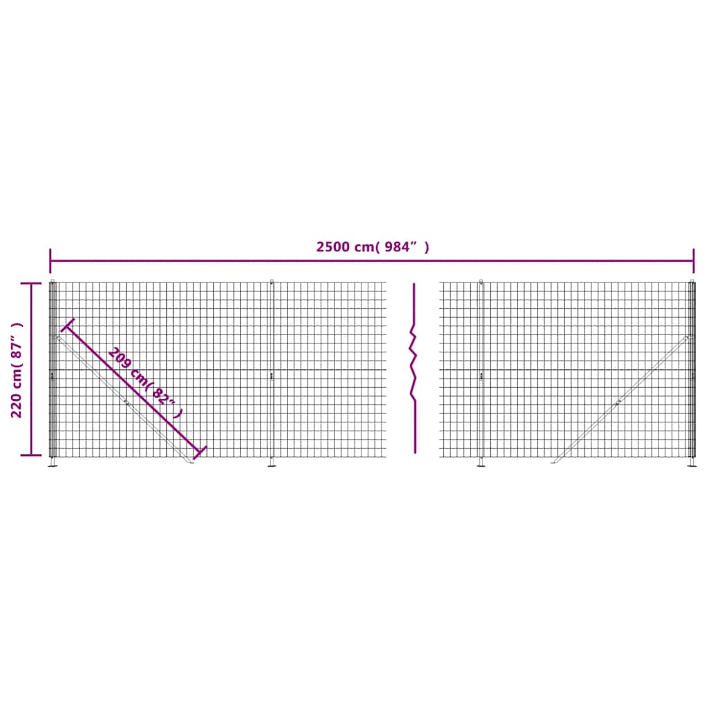 Recinzione Metallica con Flangia Antracite 2,2 x 25 m