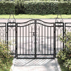 Cancello da Giardino Nero 121x8x100 cm in Ferro Battuto