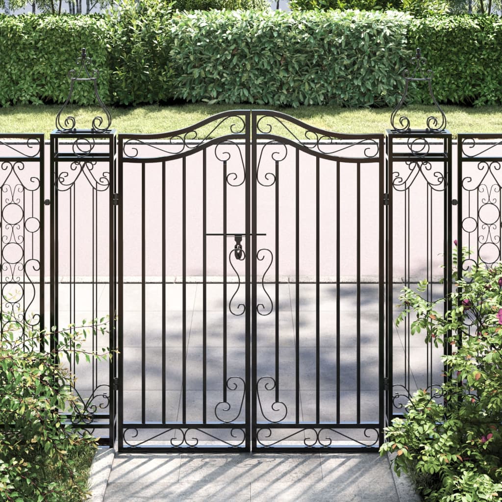 Cancello da Giardino Nero in Ferro Battuto 121x8x120 cm