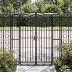 Cancello da Giardino Nero in Ferro Battuto 121x8x150 cm