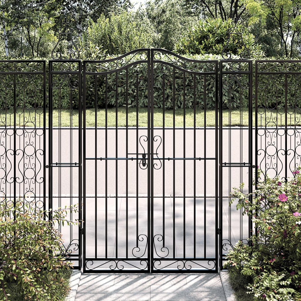 Cancello da Giardino Nero in Ferro Battuto 121x8x150 cm