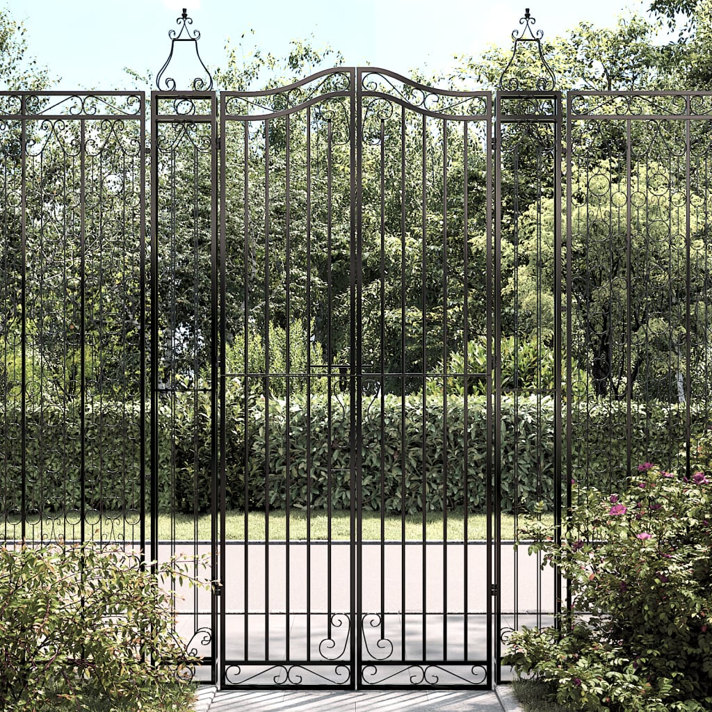 Cancello da Giardino Nero in Ferro Battuto 121x8x200 cm