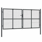 Cancello da Giardino in Rete Antracite 300x125 cm in Acciaio Zincato