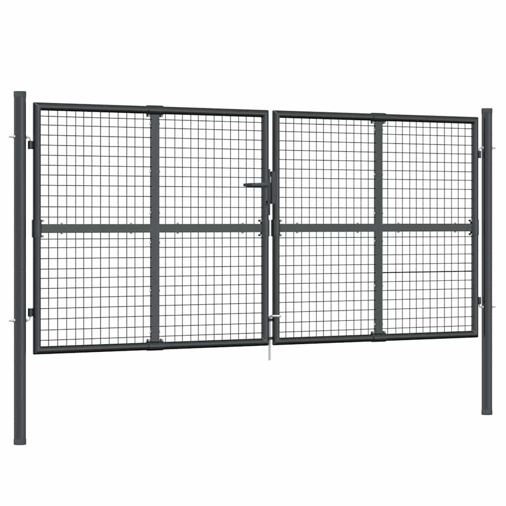 Cancello da Giardino in Rete Antracite 300x125 cm in Acciaio Zincato
