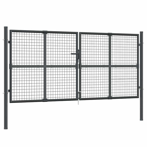 Cancello da Giardino in Rete Antracite 300x125 cm in Acciaio Zincato