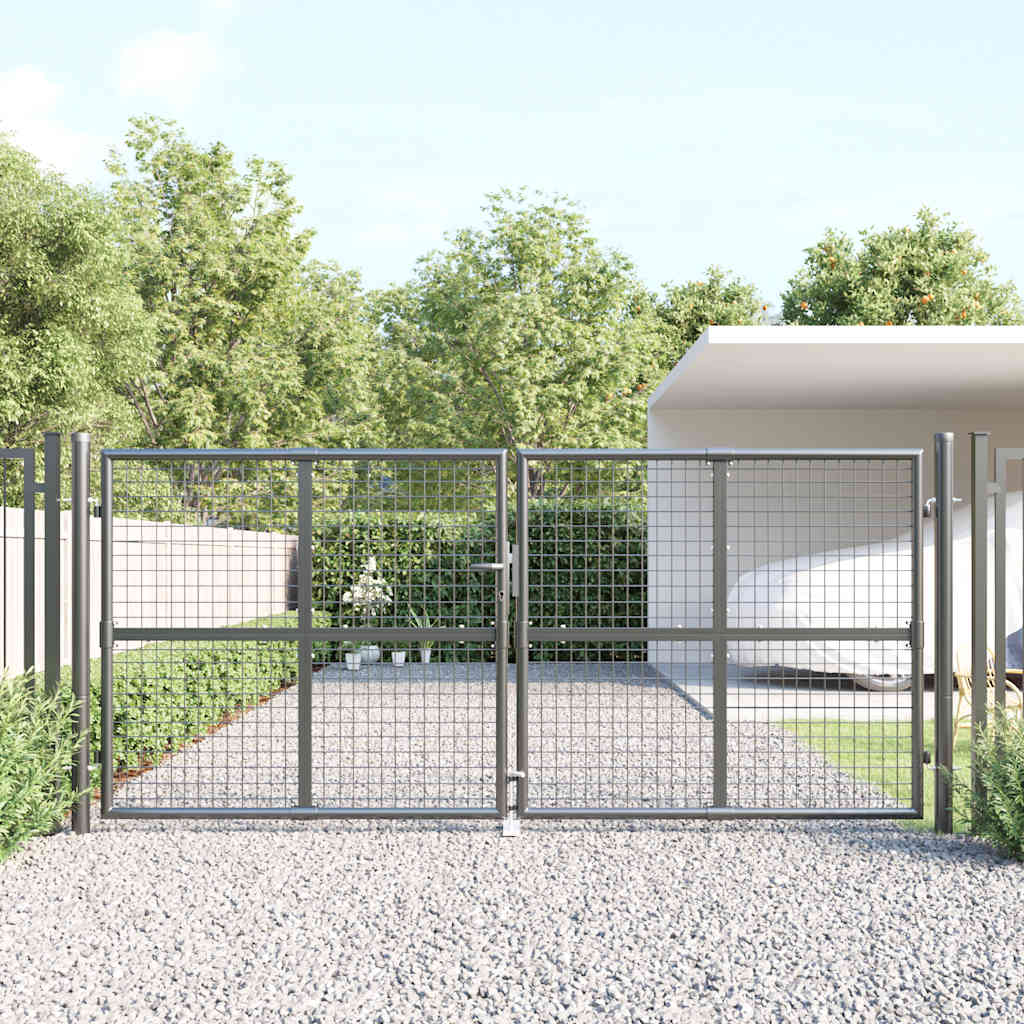 Cancello da Giardino in Rete Antracite 300x125 cm in Acciaio Zincato