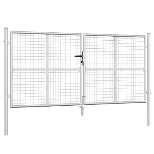 Cancello da Giardino in Rete Argento 300x125 cm Acciaio Zincato