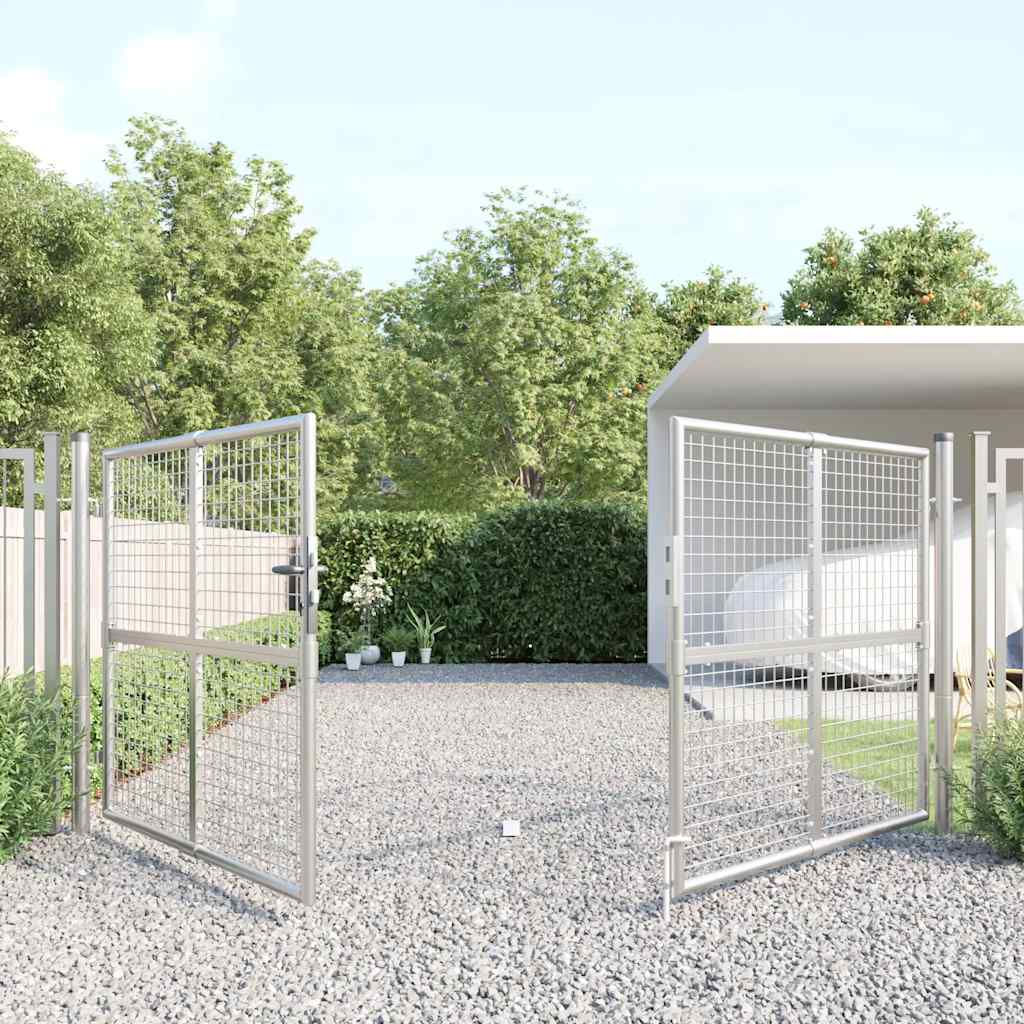 Cancello da Giardino in Rete Argento 300x125 cm Acciaio Zincato