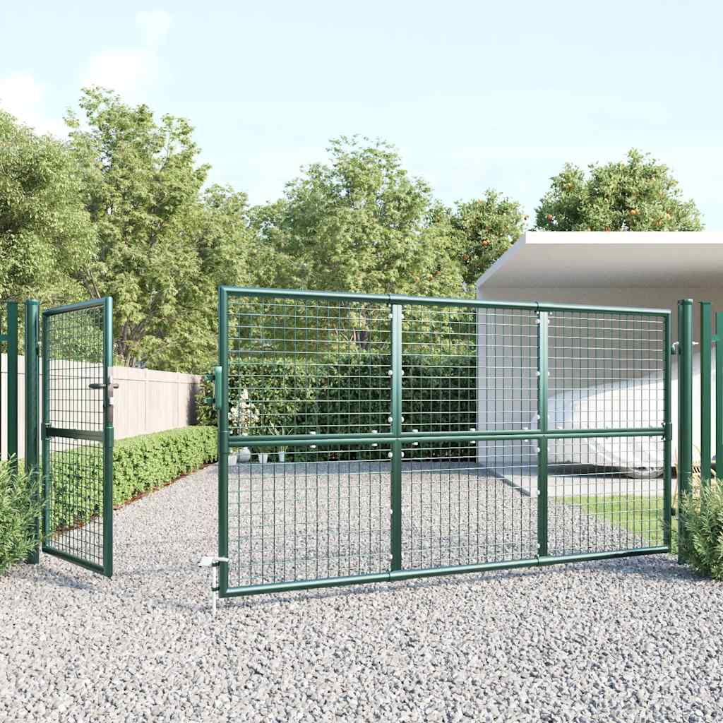 Cancello da Giardino in Rete Verde 350x125 cm Acciaio Zincato