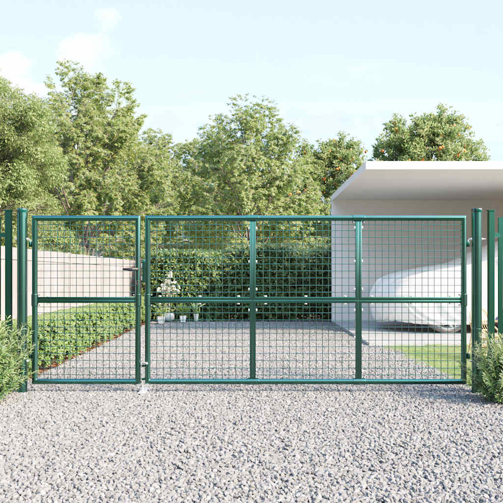 Cancello da Giardino in Rete Verde 350x125 cm Acciaio Zincato