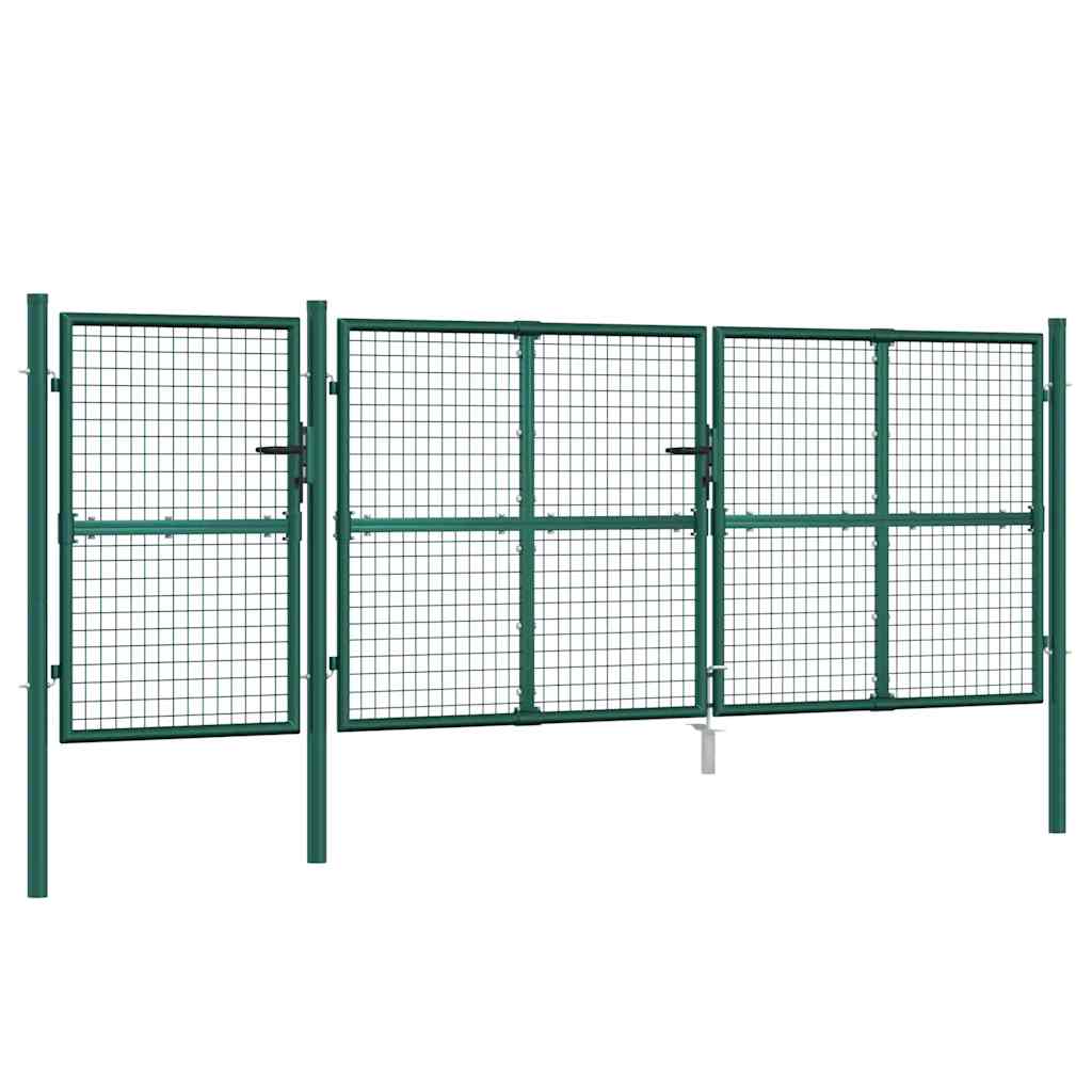 Cancello da Giardino in Rete Verde 400x125 cm Acciaio Zincato