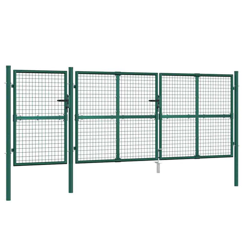 Cancello da Giardino in Rete Verde 400x125 cm Acciaio Zincato