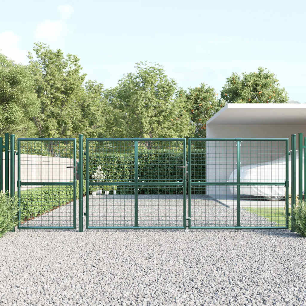 Cancello da Giardino in Rete Verde 400x125 cm Acciaio Zincato
