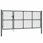 Cancello da Giardino in Rete Antracite 350x125 cm Acciaio Zincato