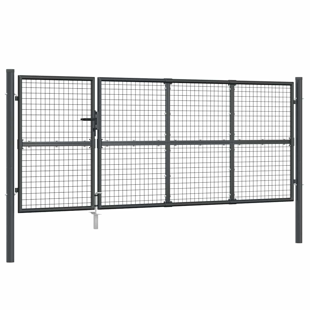 Cancello da Giardino in Rete Antracite 350x125 cm Acciaio Zincato