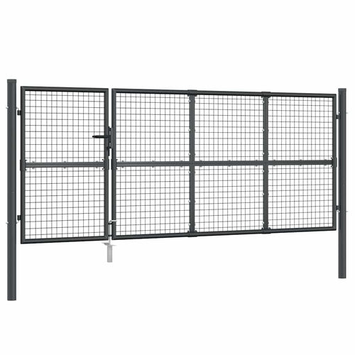 Cancello da Giardino in Rete Antracite 350x125 cm Acciaio Zincato