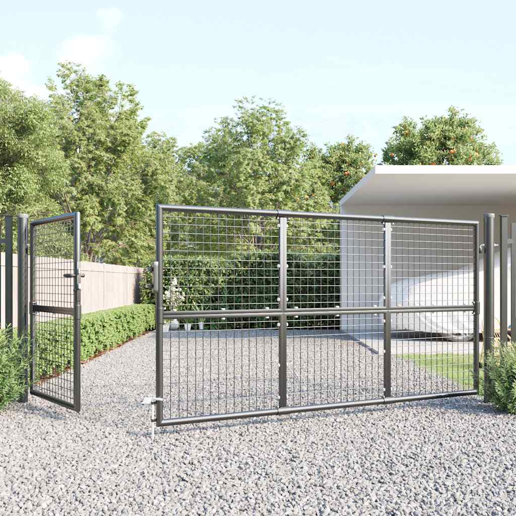 Cancello da Giardino in Rete Antracite 350x125 cm Acciaio Zincato