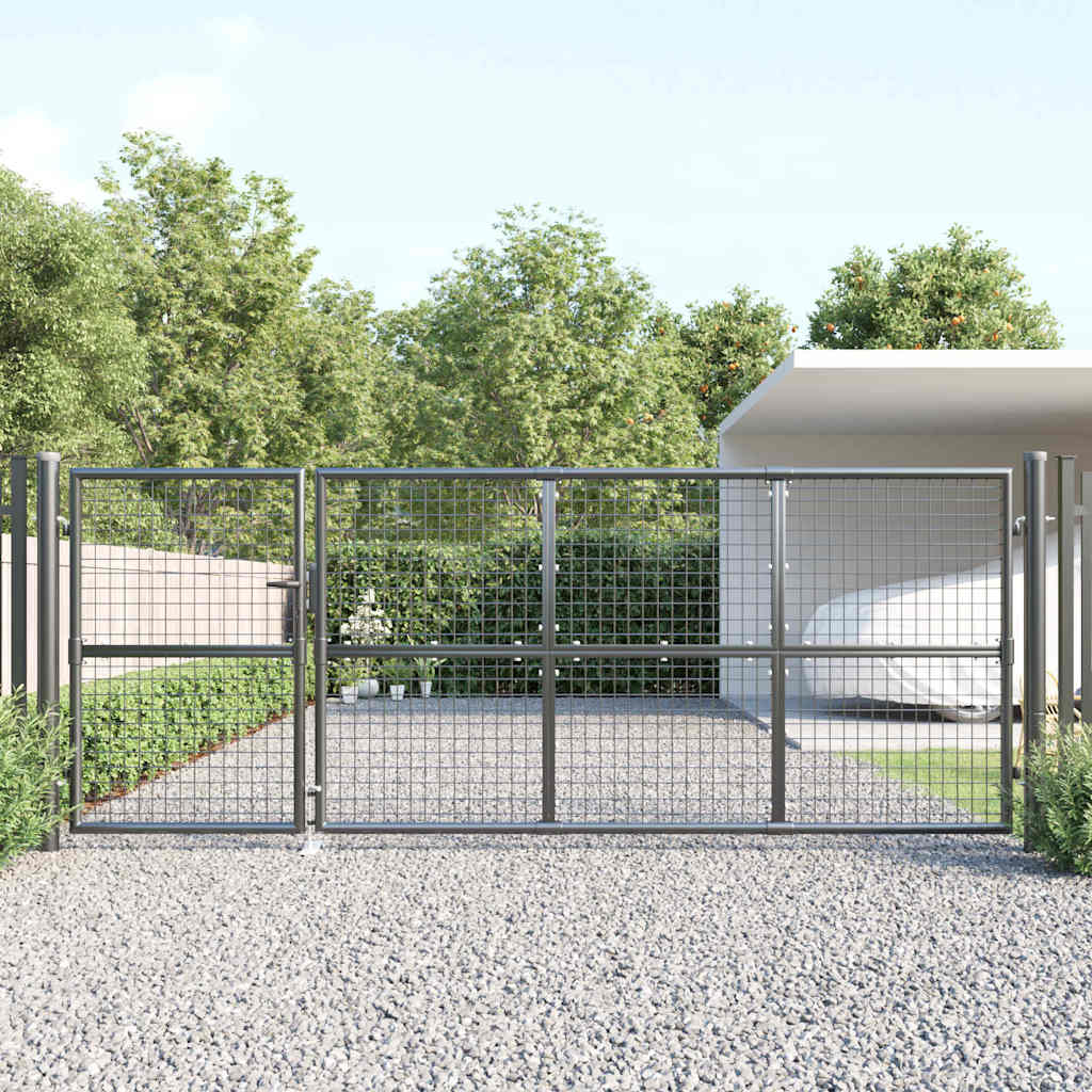 Cancello da Giardino in Rete Antracite 350x125 cm Acciaio Zincato