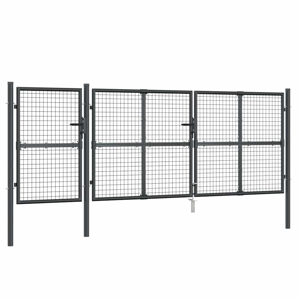 Cancello da Giardino in Rete Antracite 400x125 cm Acciaio Zincato