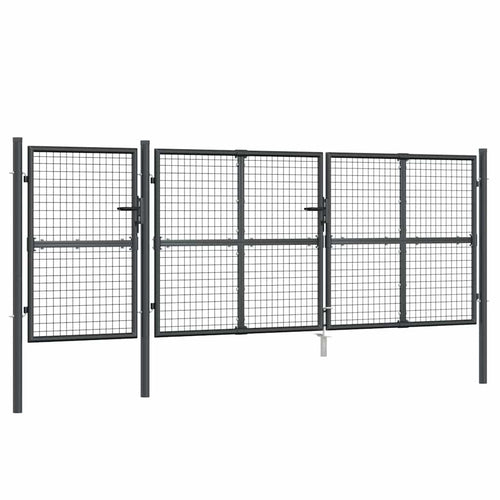 Cancello da Giardino in Rete Antracite 400x125 cm Acciaio Zincato