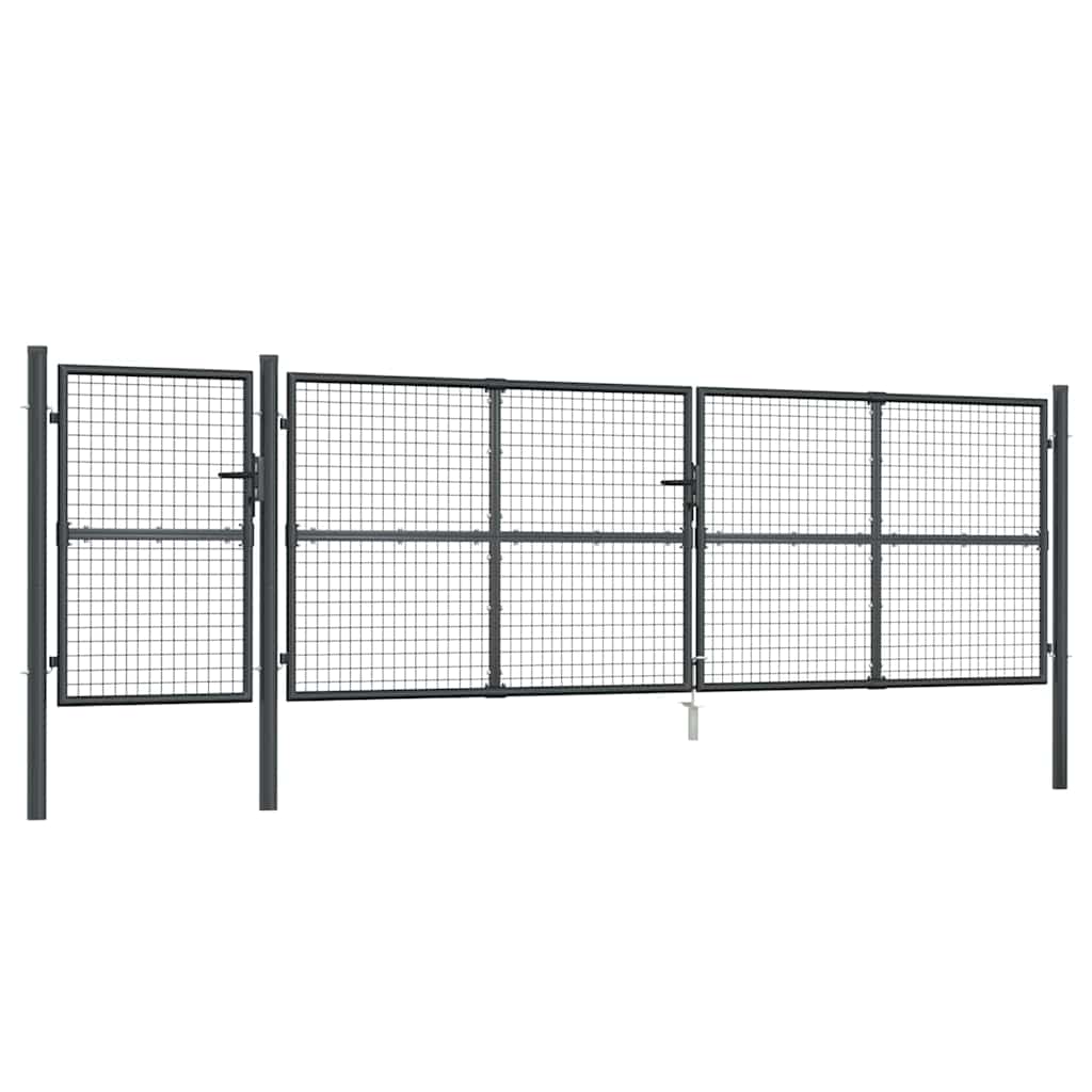 Cancello da Giardino in Rete Antracite 500x125 cm Acciaio Zincato