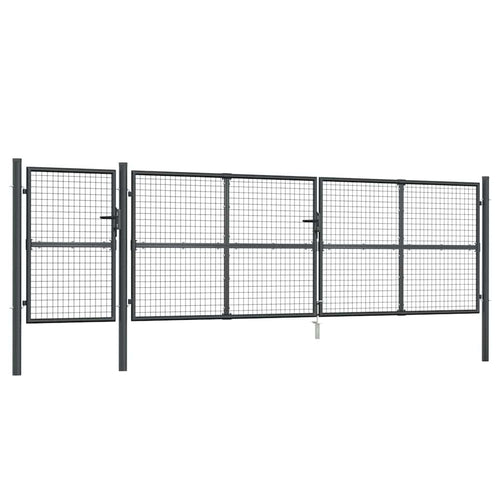 Cancello da Giardino in Rete Antracite 500x125 cm Acciaio Zincato