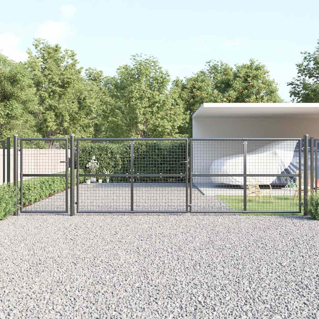 Cancello da Giardino in Rete Antracite 500x125 cm Acciaio Zincato