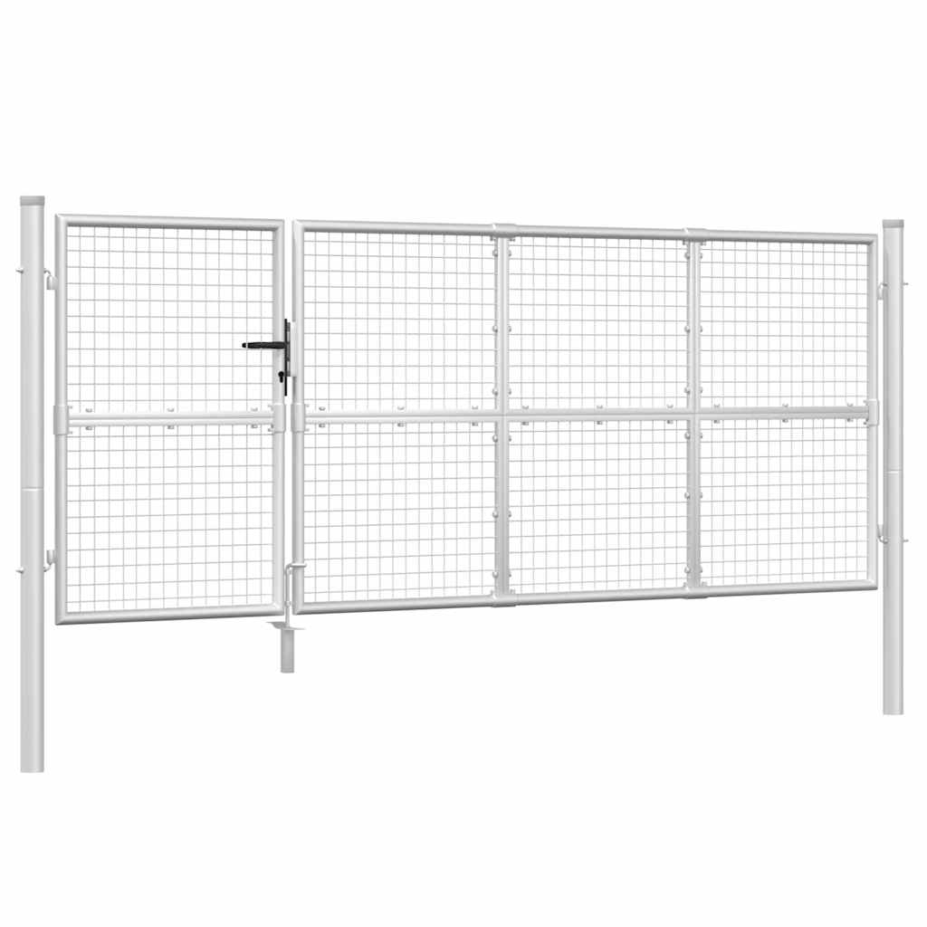 Cancello da Giardino in Rete 350x125 cm Acciaio Zincato Argento