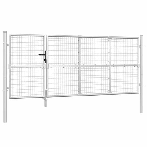 Cancello da Giardino in Rete 350x125 cm Acciaio Zincato Argento