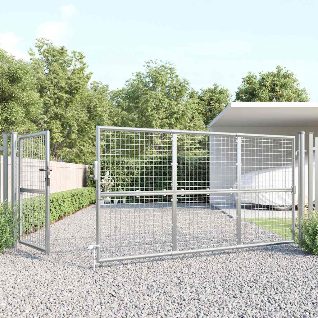 Cancello da Giardino in Rete 350x125 cm Acciaio Zincato Argento