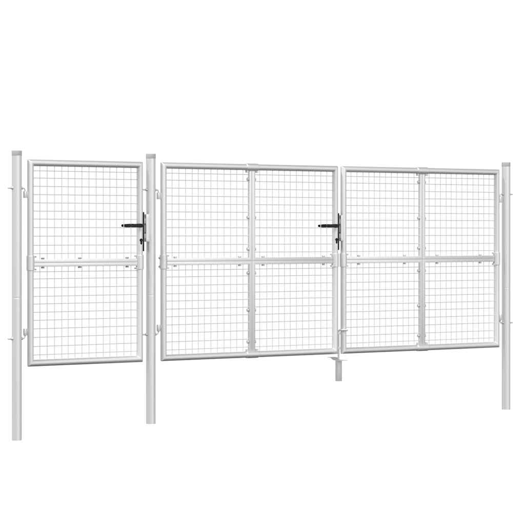 Cancello da Giardino in Rete Argento 400x125 cm Acciaio Zincato