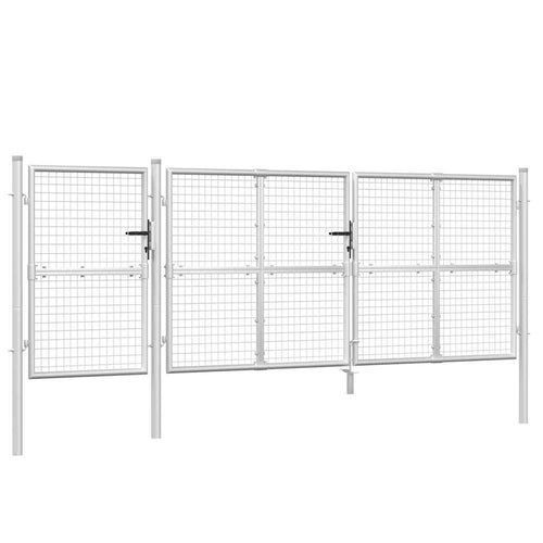 Cancello da Giardino in Rete Argento 400x125 cm Acciaio Zincato
